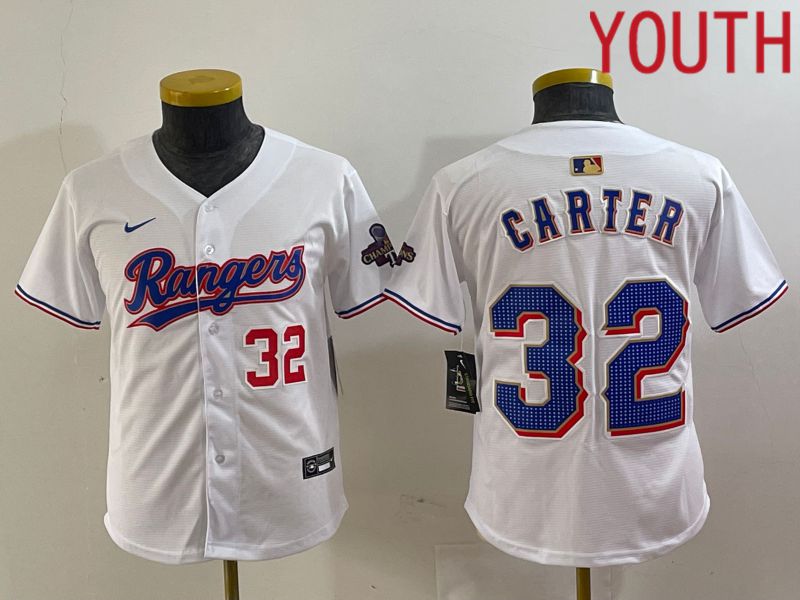 Youth Texas Rangers 32 Carter White Champion Game Nike 2024 MLB Jersey style 2